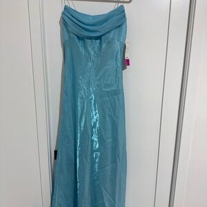 Dave & Johnny Light Aqua Blue Strapless Maxi Dress